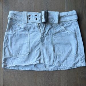 Stradivarius White Denim Mini Skirt with Snap Front